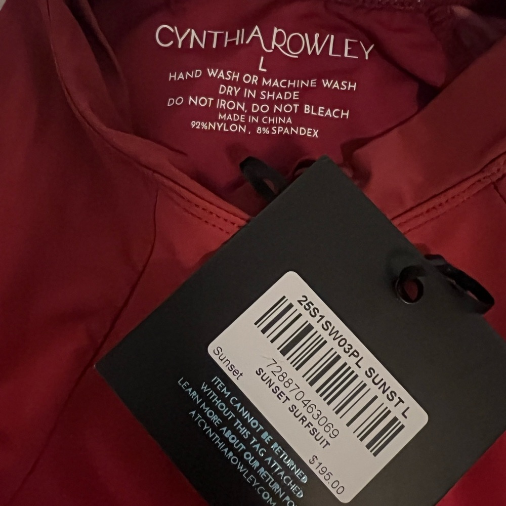 Cynthia Rowley Long-Sleeve Gradient One-Piece Swimsuit — Coral to Red - Picture 4 of 5